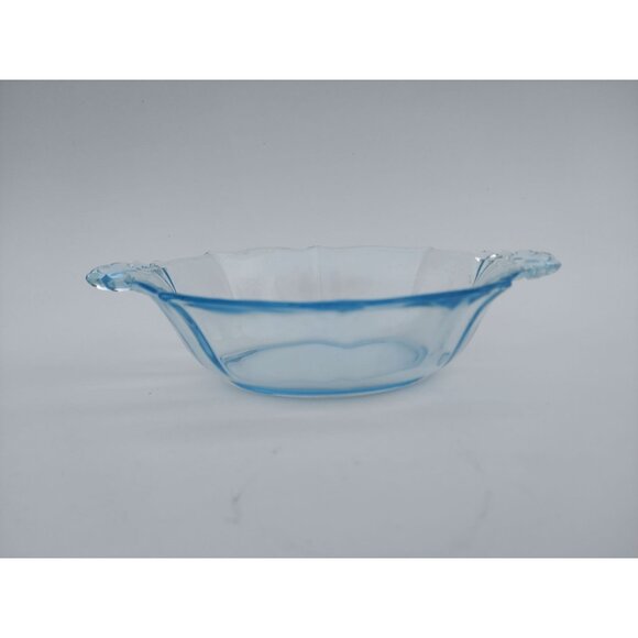 Fostoria Baroque Blue Oval Handled Glass Bowl 8 1/4" Vintage Elegant Design - Picture 2 of 4